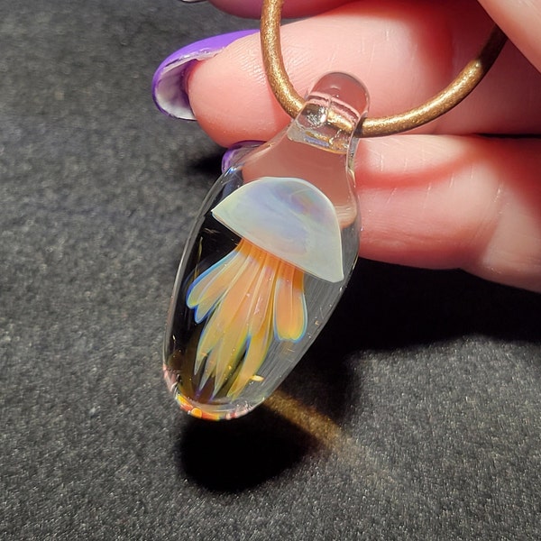 Dainty Jellyfish pendant - handmade borosilicate jellyfish necklace.  Medusa jewelry.