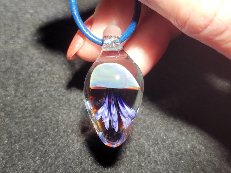 Dainty Jellyfish pendant, hand blown borosilicate glass jellyfish necklace image 10