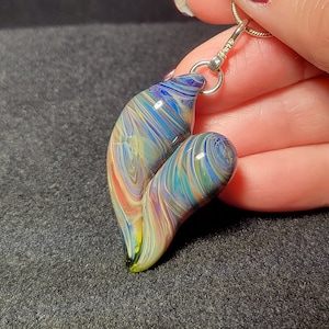 Hand blown glass heart, handmade borosilicate heart pendant with sterling silver bail