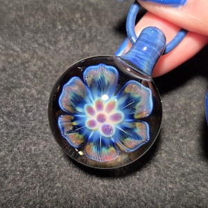 Hand Blown Glass Jewelry.  Handmade Glass flower Pendant.  Blown Glass Implosion Necklace in Borosilicate Glass!  Heady Glass Flower Jewelry