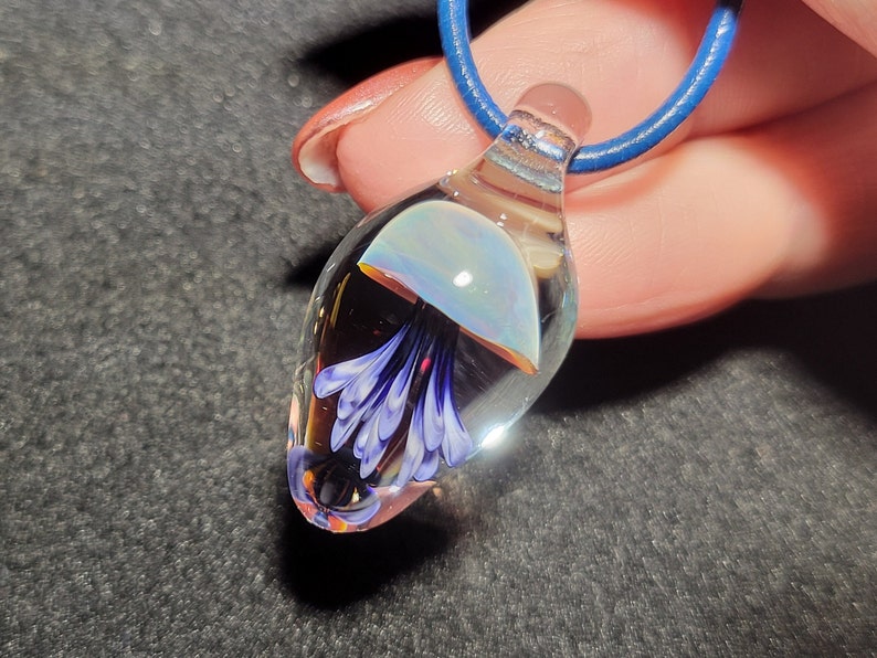 Dainty Jellyfish pendant, hand blown borosilicate glass jellyfish necklace image 6