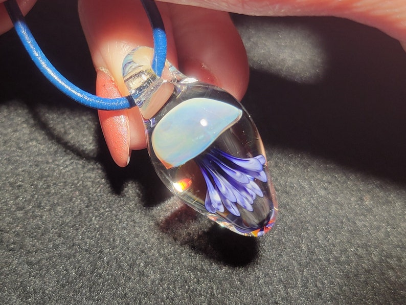 Dainty Jellyfish pendant, hand blown borosilicate glass jellyfish necklace image 8