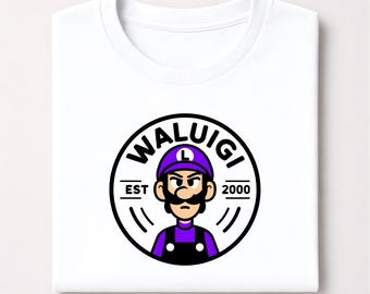 Waluigi Inspired T-Shirt, Purple Retro Gamer Tee, Funny Villain Character Shirt, Cartoon Gaming Graphic Tee, Unisex Gamer Gift