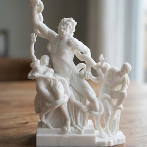 Laokoon-Gruppe Skulptur Matt Weiß – Griechische Mythologie Statue – Antike Kunstfigur Modern – Detailreiche Deko aus PLA, 15cm, 20cm, 25cm