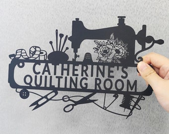 Custom Sewing Room Sign, Metal Quilting Sign, Sewing Room Decor, She Shed Craft Room Decor, Personalized Sewing Gifts for Mother Grandma