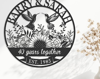 Personalized 40th Anniversary Gift for Parents, Custom 40 Year Anniversary Sign, Ruby Anniversary Gift, Wedding Anniversary Metal Wall Art