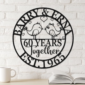 Personalized 60 Years Anniversary Gift for Grandma,Custom Anniversary Sign Golden Anniversary,Wedding Anniversary Metal Wall Art,Home Decor