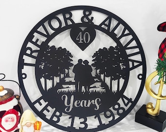 Personalized 40th Anniversary Gift for Parents, Custom 40 Year Anniversary Sign, Ruby Anniversary Gift, Wedding Anniversary Metal Wall Art