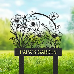 Custom Garden Sign, Metal Gardener Name Sign, Personalized Flower Sign with Stake, Metal Yard Stake, Lawn Sign, Garden Decor, Gift for Dad