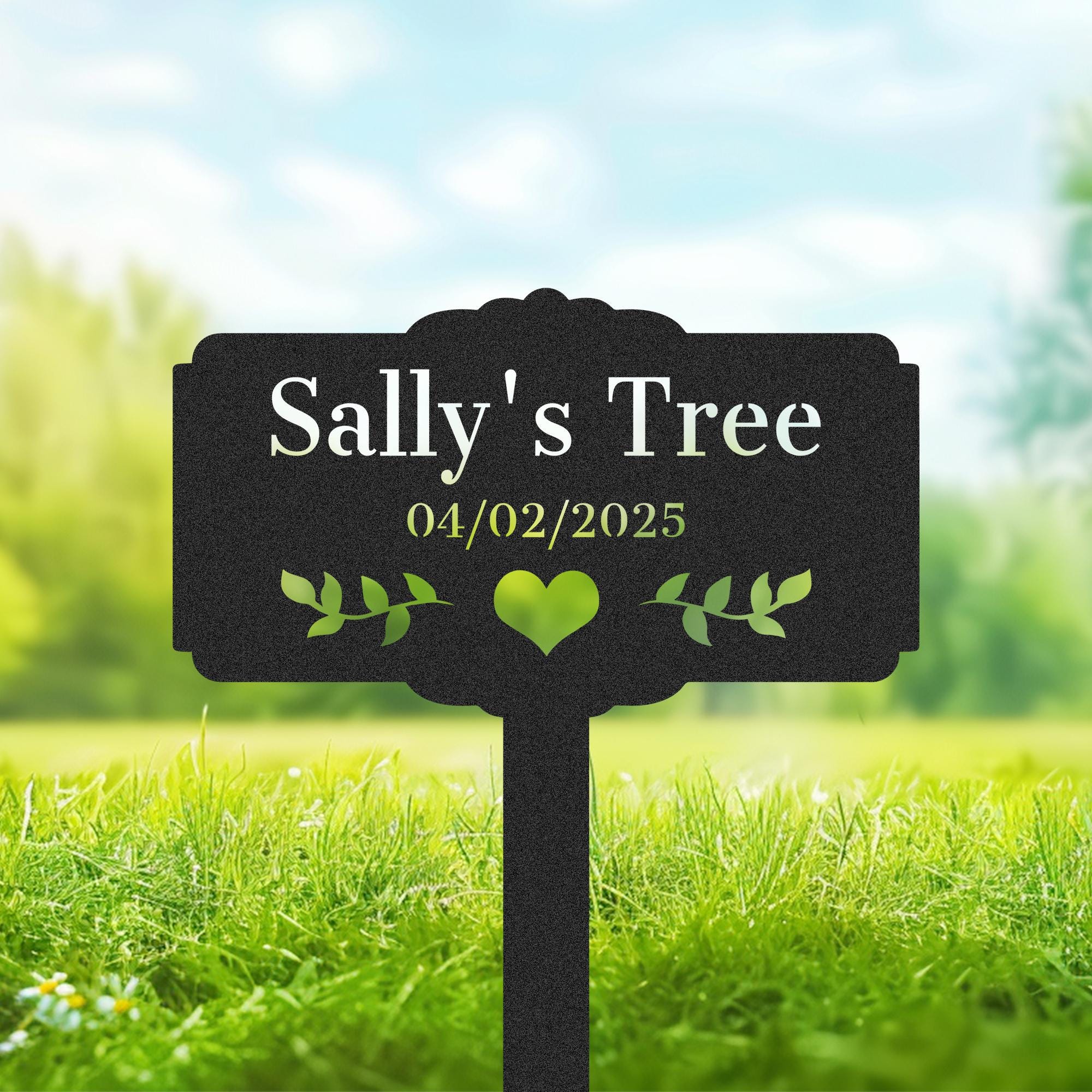 Custom Memorial Tree Sign, Personalized Tree Metal Marker, Garden Plaque Stake, Tree Garden Sign, Tree Plaque Marker, Tree Memorial Gift