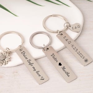 Custom Keychain with Birthstone Personalized Keychain for Birthday Anniversary Present, Personalized Stainless Steel Keychain for Him