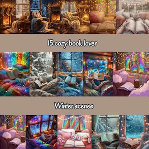 Cozy Winter Book Lover Clipart Bundle: Hygge Holiday Scenes (Digital Download)
