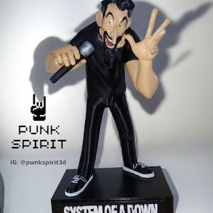 Serj Tankian - SYSTEM OF A DOWN - Figura de dibujos animados - Impresa en 3D y pintada a mano - Arte de fan