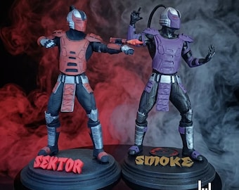 mort Kombat Sektor Rauch Cyber Ninjas - Handbemalte 3D Gedruckte Figuren