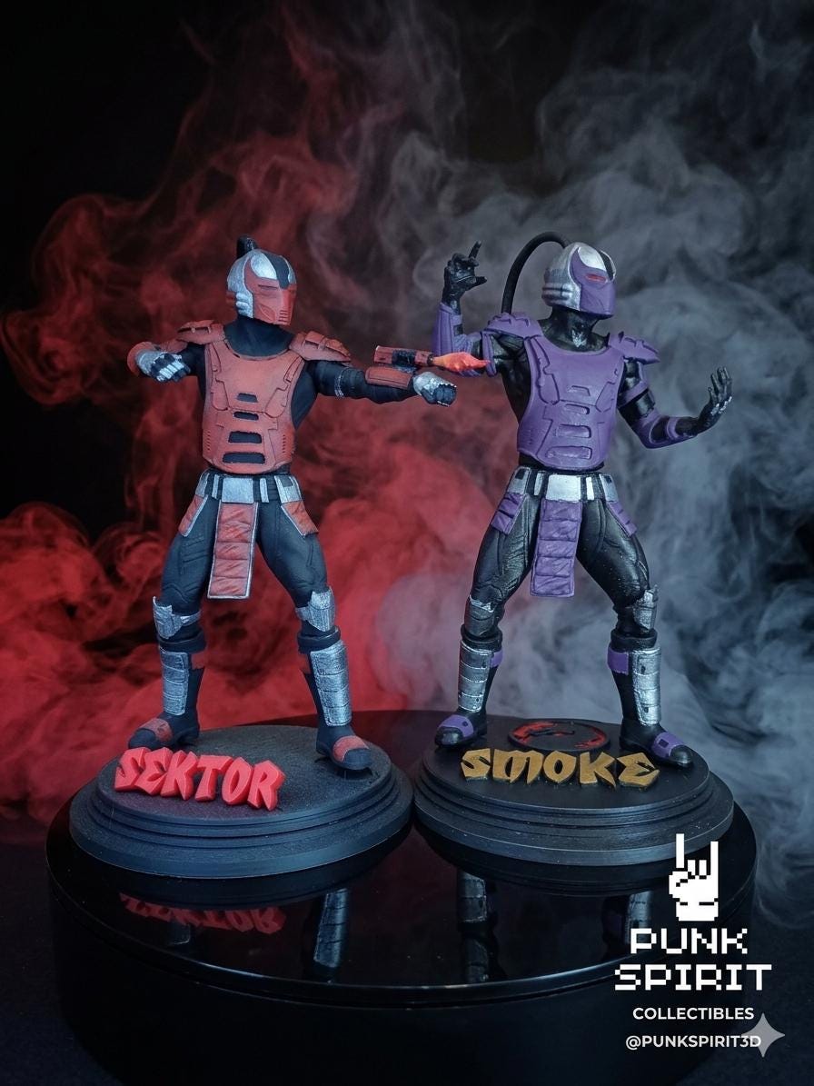 Mortal Kombat Sektor Smoke Cyber Ninjas – Hand Painted 3D Printed