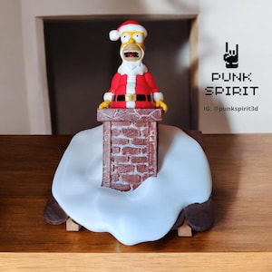 Homer Santa Claus Trapped in Chimney - 3D Printed Hand Painted