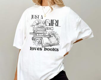 読書シャツ、女の子は本が大好き、読書ギフト、読書家ギフト、本好きギフト、読書好きギフト、読書クラブギフト、面白い本好き