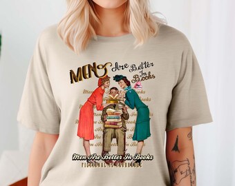 Camiseta de lectura, Los hombres son mejores en los libros, Regalo de lectura, Regalo para lectores, Regalo para amantes de los libros, Regalo para ratones de biblioteca, Regalo para clubes de lectura, Amante de los libros divertidos