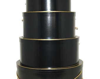 Brand New USA made Set of 4 Hatboxes for all your Gift Basket or Centerpiece ideas! - BLACK GLOSS