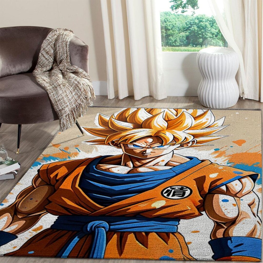 Dragon Ball Rug, Anime Characters SSJ Blue Rug, Anime Area Rug, DBZ Rug ...