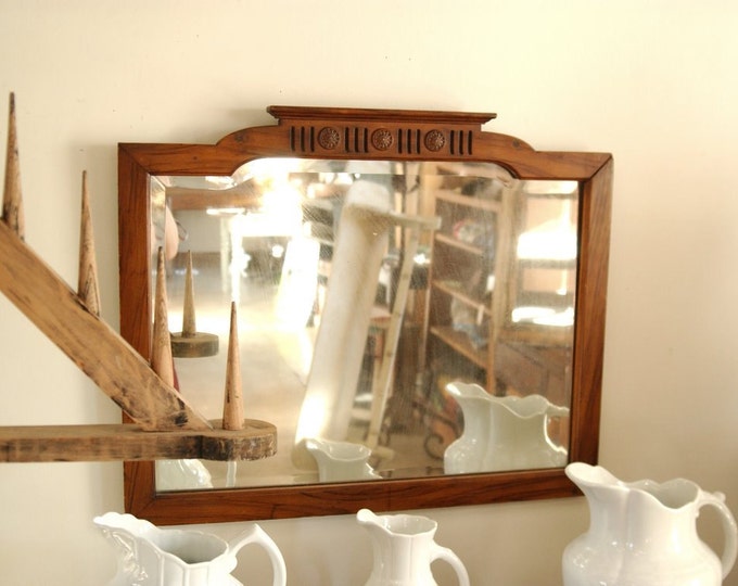 Antique Classic Wood Frame Beveled Mirror Etsy