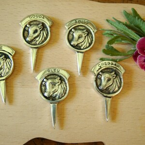 Silver plate cow Cheese markers picks Food display image 4