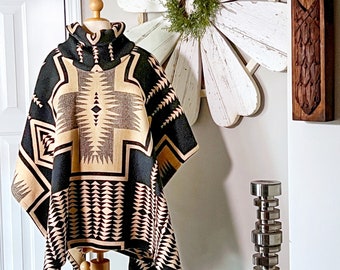 Poncho vintage en laine PENDLETON de la collection Portland