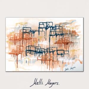 Jewish Abstract Painting, Jewish Art, Deep Expression of the War in Israel, Acrylic Painting Giclee PRINT on a Streched  Canvas