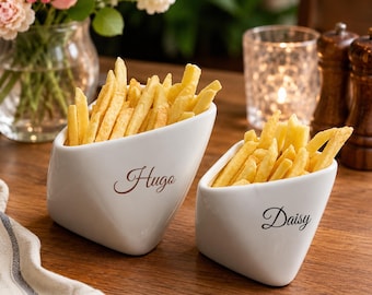 Personalized Ceramic French Fry Holder Modern Snack Cup Folded Edge Serving Bowl Dipping Sauce Dish Creative Tableware Gift
