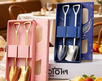 Personalized Ice Cream Scoop Engraved Dessert Spoon Stainless Steel Ice Cream Shovel Custom Gift for Dad Mom Grandpa with Gift Box