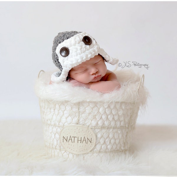 READY TO SHIP Baby boy hat - Newborn Aviator Hat - you pick the color