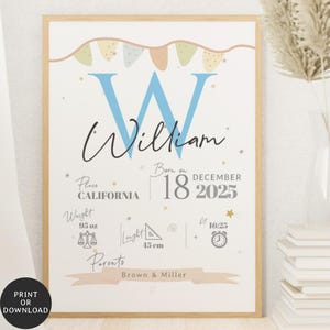 Personalisierbares Poster zur Geburt | Geschenk für Neugeborene |  Deko Baby Mädchen Druck | Neugeborenen-Druck | Kinderzimmer Druck Geschenk | Neugeborenen-Druck | Baby-Mädchen-Gif
