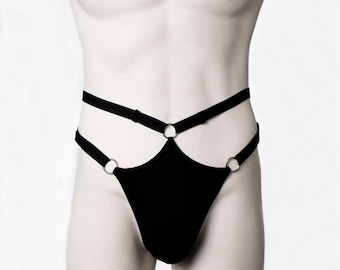 Perizoma nero con cinturino - Masc - AYA