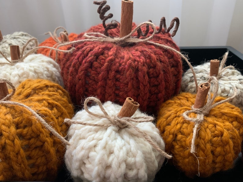 Crocheted Pumpkins, Rustic Home Decor, Autumn, Handmade image 2