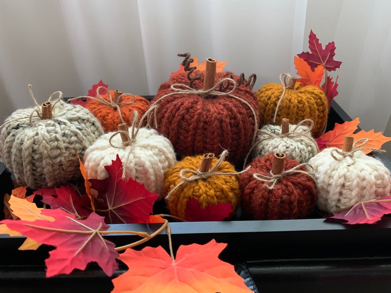 Farmhouse Crocheted Pumpkins, Rustic Home Decor, Autumn, Handmade Set of 3 image 8