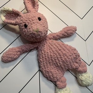 Bunny Knotted Lovey, Stuffed baby toy, knotted loveys, baby gift Pink