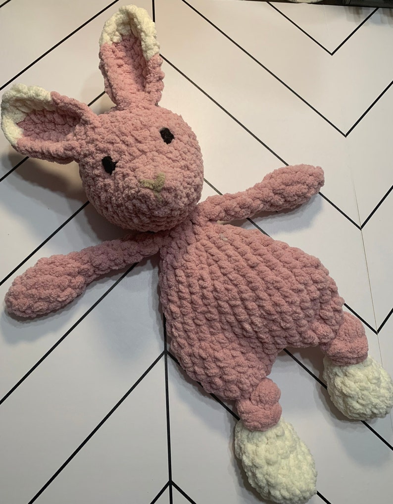 Bunny Knotted Lovey, Stuffed baby toy, knotted loveys, baby gift Pink