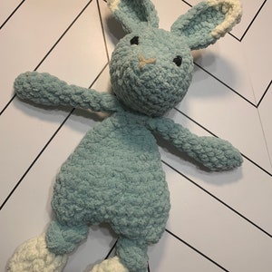 Bunny Knotted Lovey, Stuffed baby toy, knotted loveys, baby gift Blue