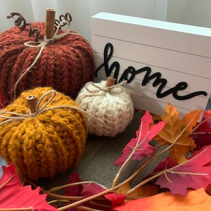 Farmhouse Crocheted Pumpkins, Rustic Home Decor, Autumn, Handmade Set of 3 image 1