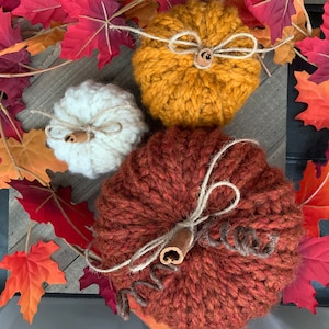 Farmhouse Crocheted Pumpkins, Rustic Home Decor, Autumn, Handmade Set of 3 image 6