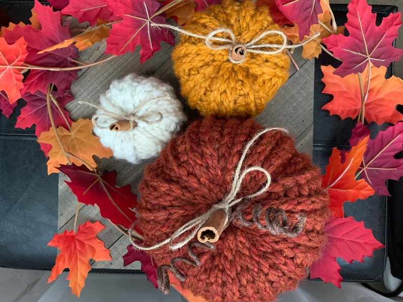 Farmhouse Crocheted Pumpkins, Rustic Home Decor, Autumn, Handmade Set of 3 image 6
