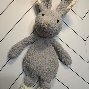 Bunny Knotted Lovey, Stuffed baby toy, knotted loveys, baby gift Grey