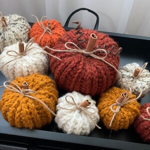 Farmhouse Crocheted Pumpkins, Rustic Home Decor, Autumn, Handmade Set of 3 image 7