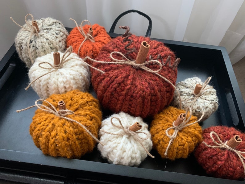 Farmhouse Crocheted Pumpkins, Rustic Home Decor, Autumn, Handmade Set of 3 image 7