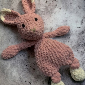 Bunny Knotted Lovey, Stuffed baby toy, knotted loveys, baby gift image 1