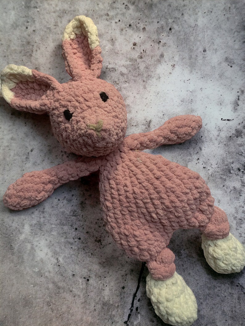 Bunny Knotted Lovey, Stuffed baby toy, knotted loveys, baby gift image 1