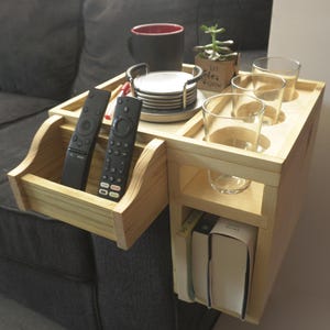 Premium Couch Arm Organizer – Sofa Armrest Caddy, Armchair Storage Organizer, Remote, Beverage and Snack Caddy, Sofa Arm Rest Accessory