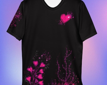 Emo Broken Heart Men&#39;s T-Shirt, alternative fashion, scene clothing, splatter print, graphic tee, gothic style, punk top, dark festivalwear