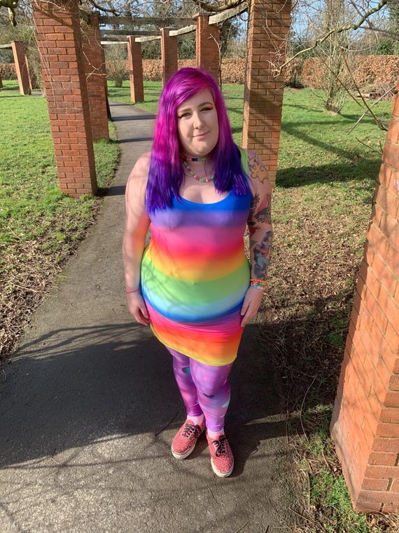 bodycon dress rainbow Stripe Dress, Rainbow Outfit, Rave Fashion, Colorful Style, LGBTQ Pride, Funky Pattern, Party Fit, Vibrant Streetwear, this dress is a BONED-BODICE Zara Embroidered Floral Black Size:80 (12M)