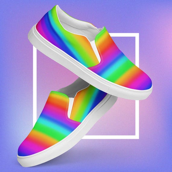 Colorful Slip-On LGBTQ Shoes Slip On Multicolor Rainbow Low Top Mens 14 Shoes Pride Gay  main image 2